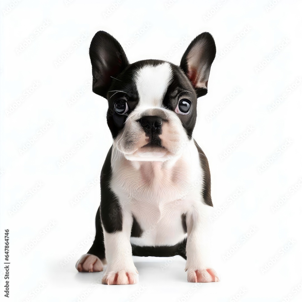 Tiny Boston Terrier Charm, Generative AI Tiny Boston Terrier Charm, Generative AI