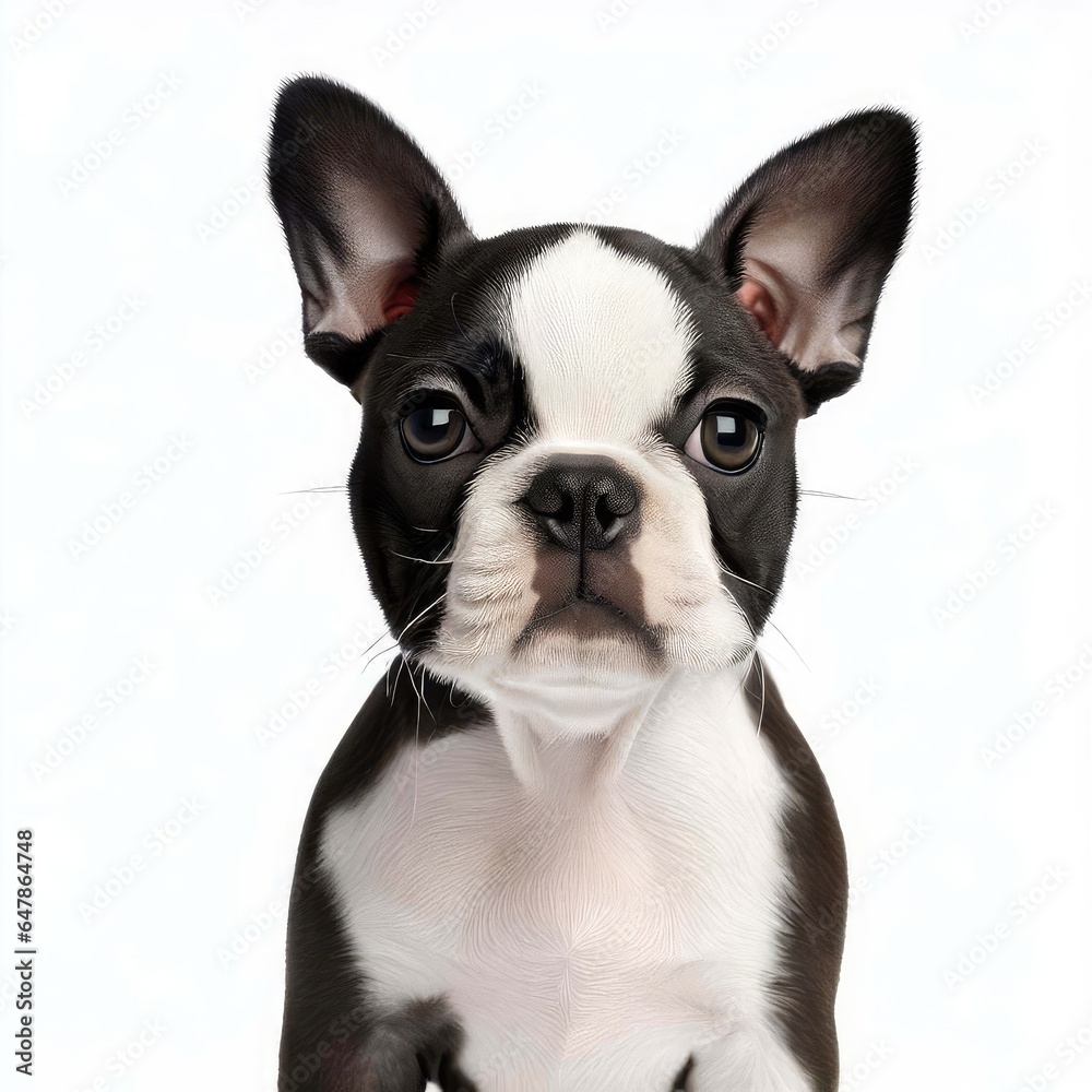 Cute Boston Terrier Puppy Love, Generative AI
