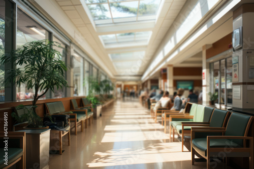 A busy hospital waiting room  capturing the experiences of patients and their families. Generative AI.