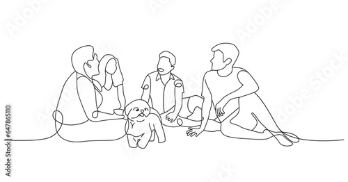 Group of friends rest and communicate picnic stock illustration