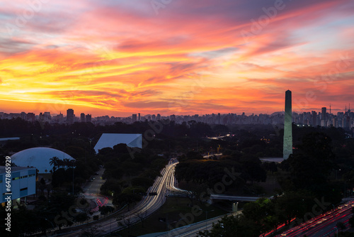 Incredible sunset in the Ibirapuera region, São Paulo, Brazil