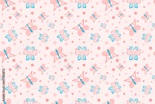 This delicate pink seamless pattern with graceful butterflies is perfect for various projects, including textiles, packaging, web design, and more, to infuse a touch of elegance and femininity.