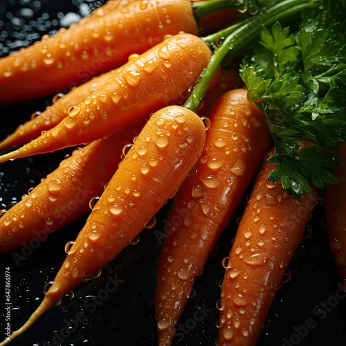 Fresh carrots with water drops, Healthy vegetables for vegetarian diet, fresh organic carrot.