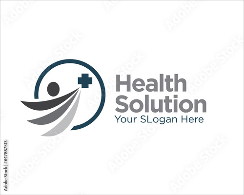 health solution care logo design for medical service and hospital logo