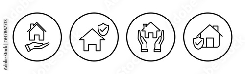 Home insurance icon vector. home shield protect logo