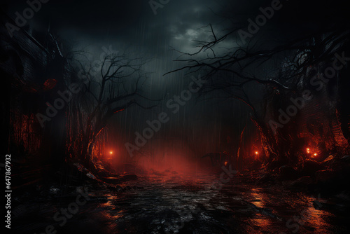 Gloomy and scary background for Halloween, Day of the Dead. Halloween concept. Generative Ai. © Sebastian