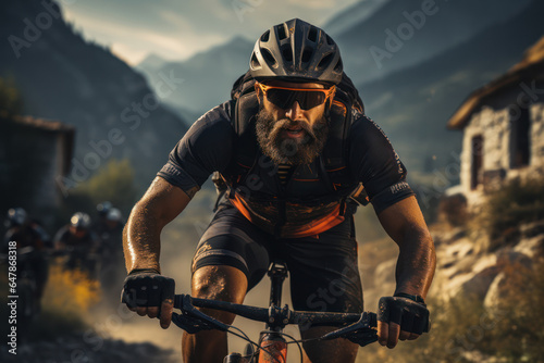 Cycling Race. Cyclists pedaling through a challenging mountain route, representing the endurance and perseverance in sports. Generative Ai.