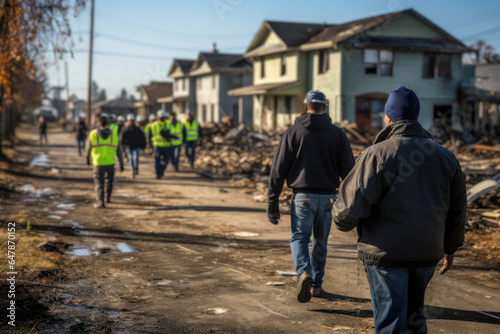 A person documents a community cleanup event, where residents collaborate to enhance the neighborhood's appearance and unity. Generative Ai.