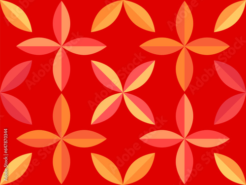 Autumn seamless pattern with leaves in a minimalist style. Composition of autumn leaves yellow, orange, red. Leaf fall. Design for printing on fabric, paper, posters and banners. Vector illustration