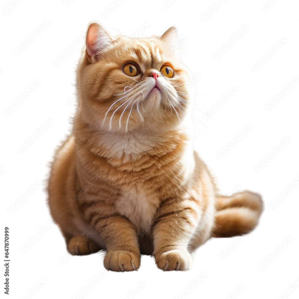 An Exotic Shorthair cat, isolated on white, transparent background, full body