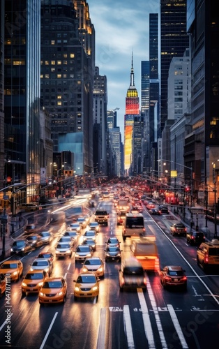 Time-Lapse of Rush Hour Traffic in New York. Generative AI © piai