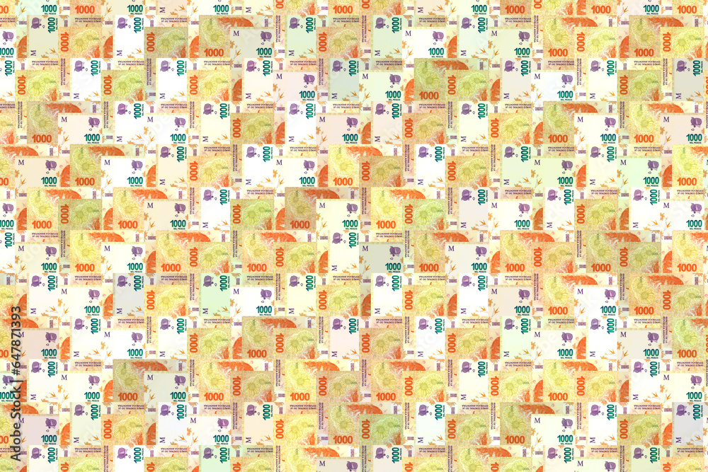 illustration in the form of a pattern of an argentinean one thousand peso bill