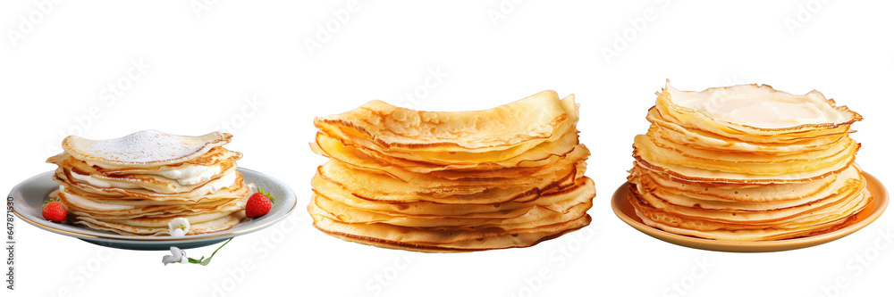 Png Set Delicious homemade crepes on transparent background Png Set Delicious homemade crepes on transparent background