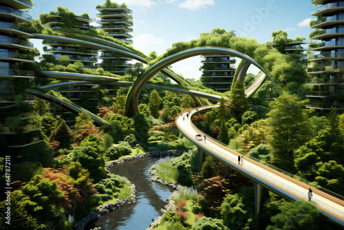 Sustainable Engineering and Environmental Responsibility: A City's Commitment to Urban Development and Innovative Green Engineering Projects. High quality photo