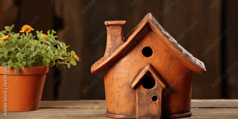 A captivating terracotta creation, skillfully shaped to resemble a rustic home decor item.