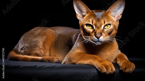 A portrait of an abyssinian cat, full body view