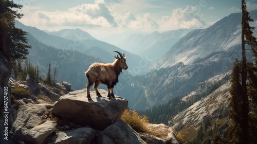 Fearless Goat Perched Dramatically on the Edge of a Cliff, Embracing the Vast Horizon © Irfanan