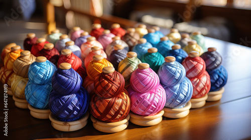 colorful yarn skeins
