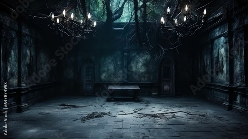 background Eerie, abandoned haunted mansion
