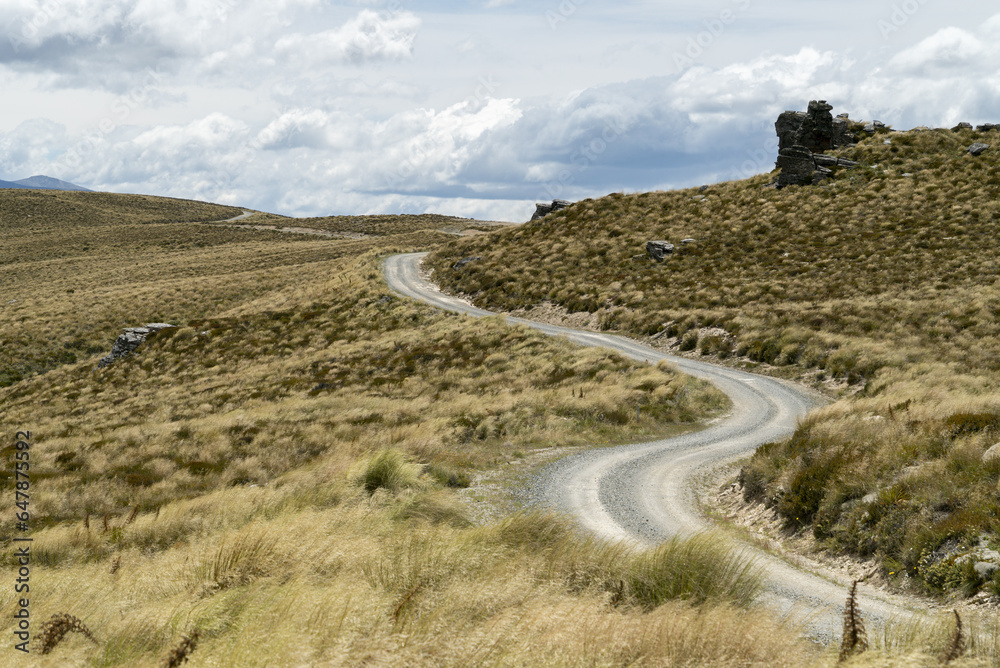 New Zealand mountain road landscape near Queenstown