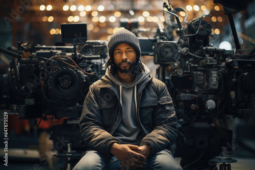 A film director embracing diversity and inclusion in storytelling, reflecting industry shifts. Generative Ai.