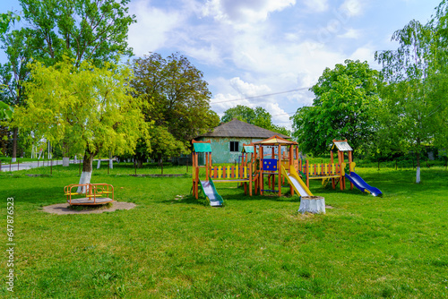 Children playground. Background with selective focus and copy space
