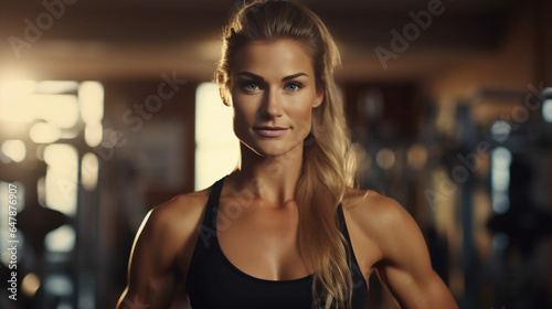 Fitness Focused: Attractive Female Personal Trainer in Action