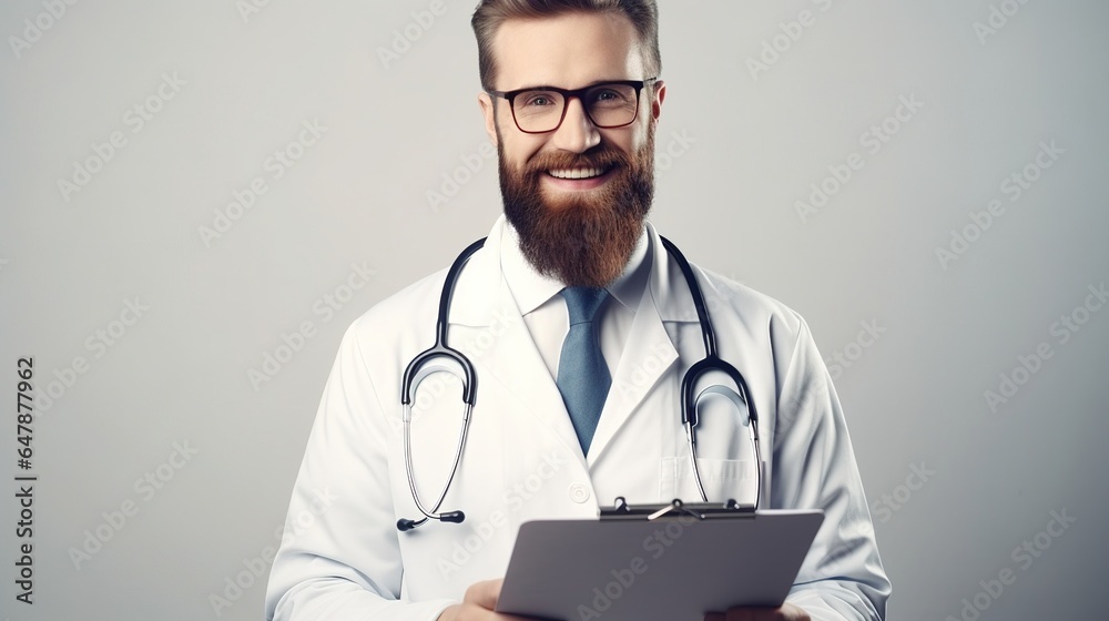 portrait of a male doctor holding tablet on a white background portrait of a male doctor holding tablet on a white background