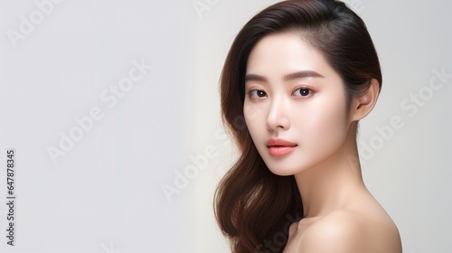 beautiful young Asian woman with clean, fresh skin, Face care, facial treatment, cosmetology, beauty and spa, portrait of Asian women