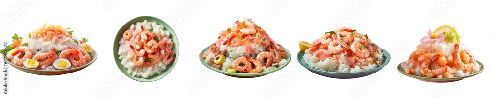 Png Set Mixed seafood and shrimp powder transparent background along with sticky rice Png Set Mixed seafood and shrimp powder transparent background along with sticky rice