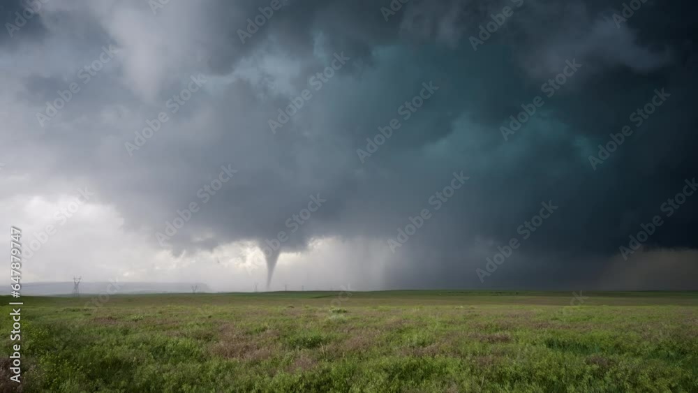 Beautiful Tornado Touches Down In The Distance Over Lush Grass Lands Beautiful Tornado Touches Down In The Distance Over Lush Grass Lands