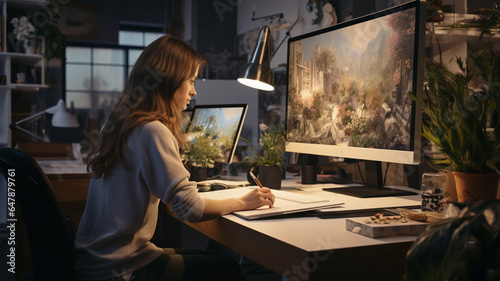 artist working on laptop at work