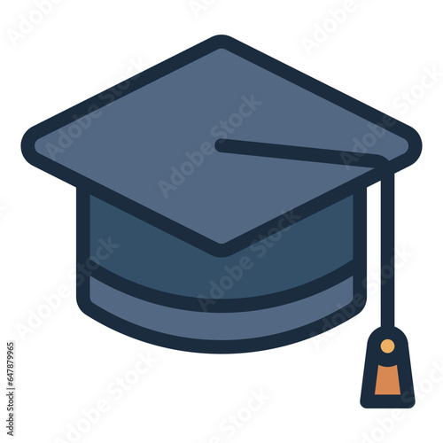 Education mortarboard graduation filled line icon