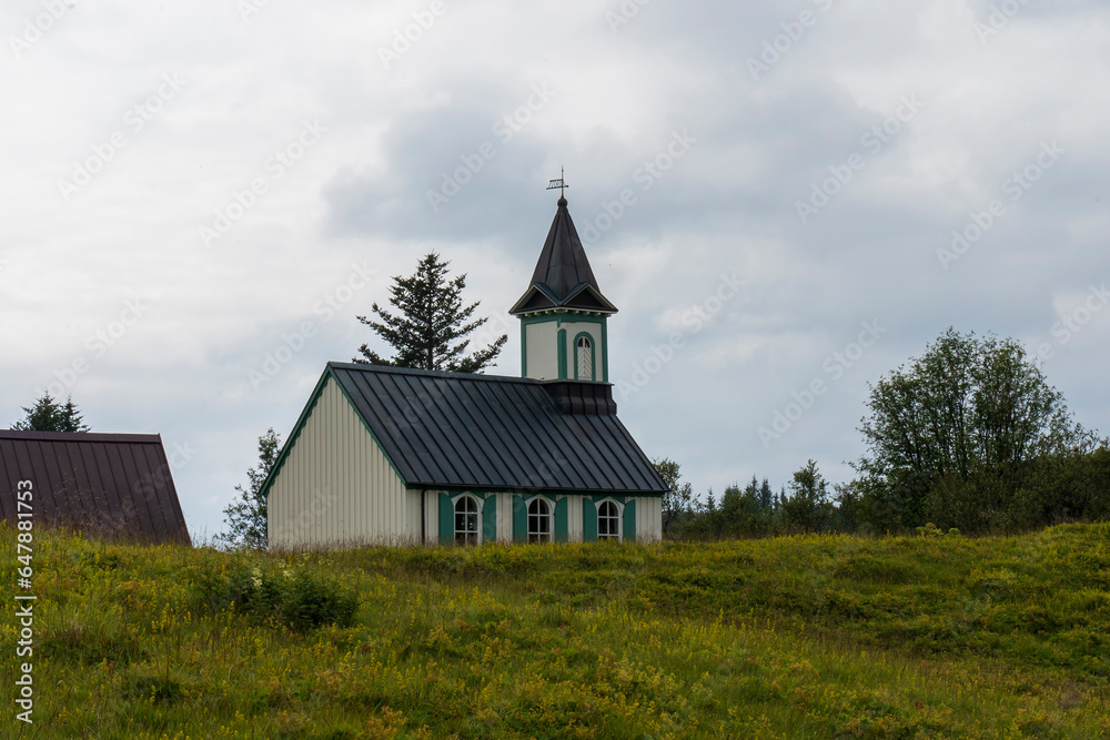 Þingvallakirkja Church dates back to 1859. Located in Þingvellir (Thingvellir),a historic site and national park in Iceland. 