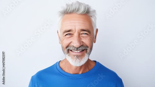 senior man smiling on white background. generative ai