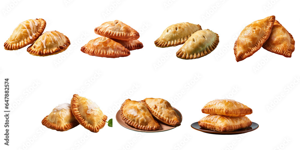 Png Set Two empanadas from Argentina on a transparent background - obrazy, fototapety, plakaty 