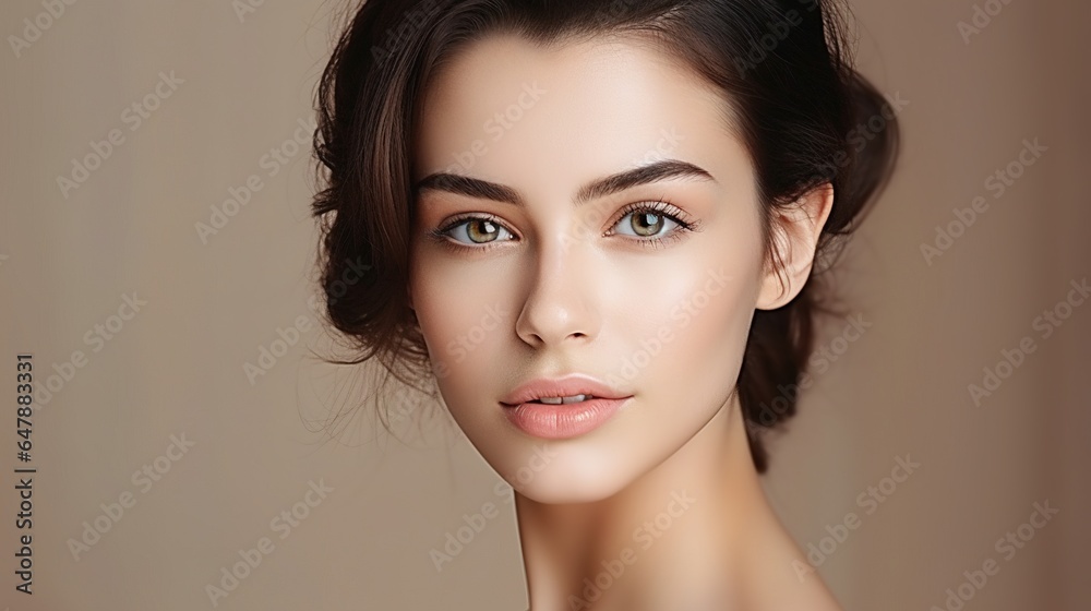 Natural makeup gorgeous model girl face beauty lady healthy skin idea . Adult woman portrait on white background, skin care concept, gorgeous skin. on white background. generative ai Natural makeup gorgeous model girl face beauty lady healthy skin idea . Adult woman portrait on white background, skin care concept, gorgeous skin. on white background. generative ai