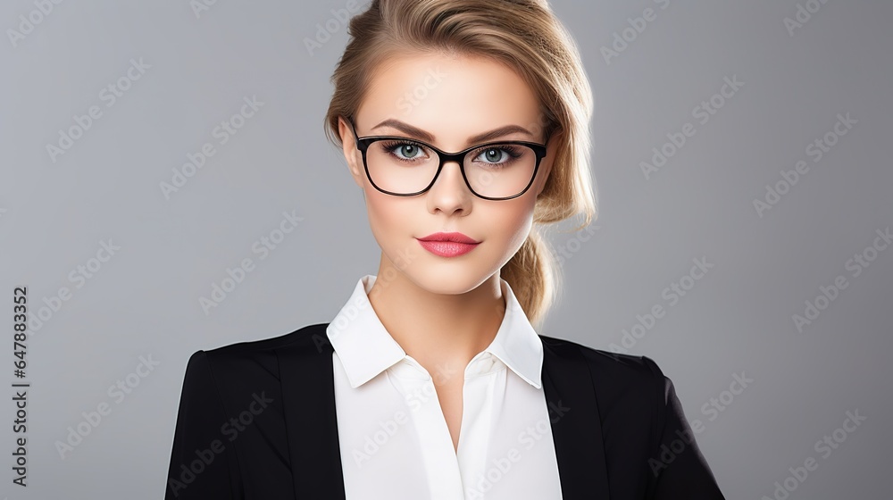 portrait of a beautiful businesswoman or manager and secretary on white background. generative ai