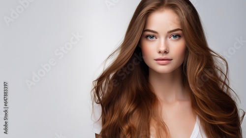 Beautiful female face with natural perfect skin, gorgeous model cosmetic concept. generative ai