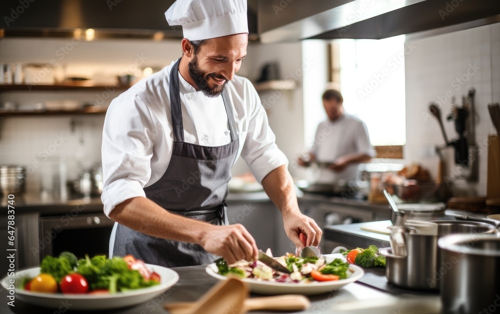Chef cooking on the kitchen. Generative AI