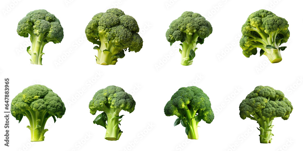 Png Set Broccoli standing alone on a transparent background - obrazy, fototapety, plakaty 