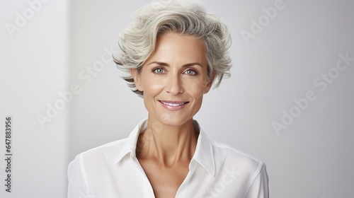 Portrait of a senior woman isolated on white background. generative ai