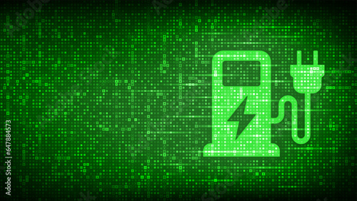 Charging station icon made with electricity signs. Electric vehicles charging point. Electric Supply Station. Energy Efficiency. Alternative fuel. Green energy technology. Vector illustration.