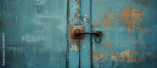 Metal door with a lock and handle s surface