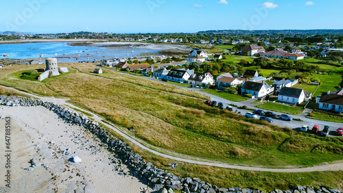 Schilderij op canvas Guernsey Coast, Low tide, Aerial view