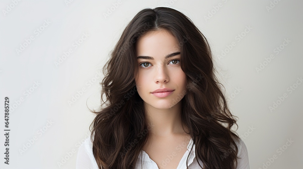 Beautiful woman face close up studio on white. generative ai Beautiful woman face close up studio on white. generative ai