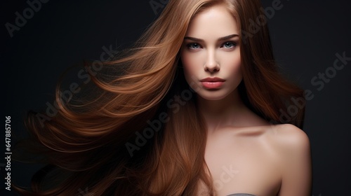 Closeup portrait of a woman with long hair. generative ai