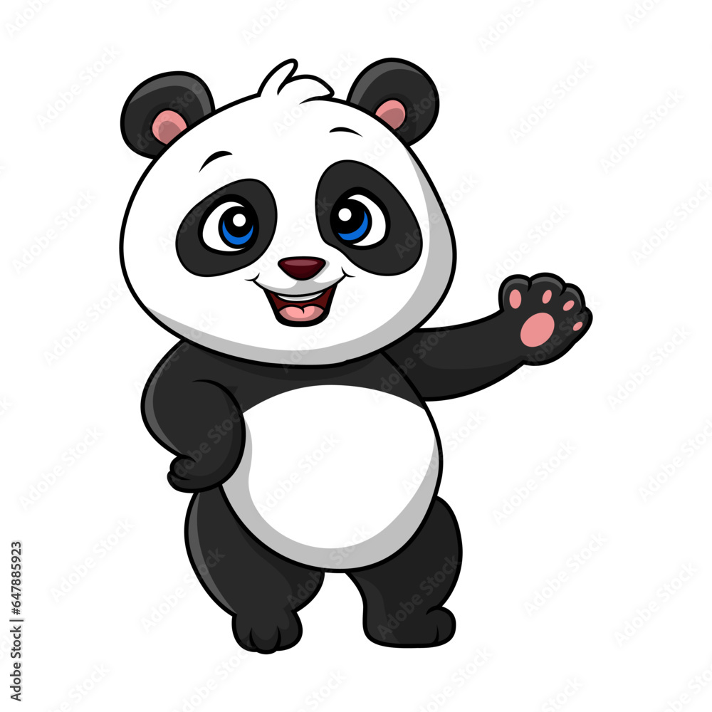 Fototapeta premium Cute baby panda cartoon on white background