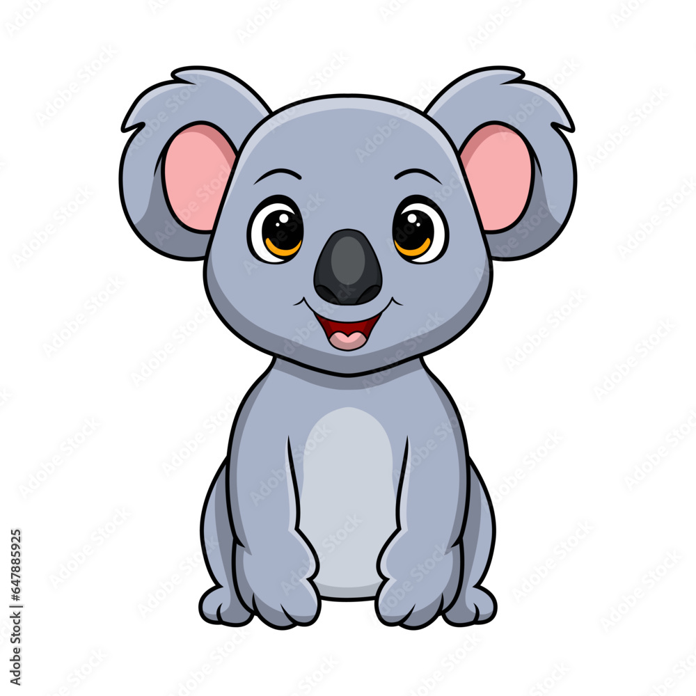 Naklejka premium Cute little koala cartoon on white background
