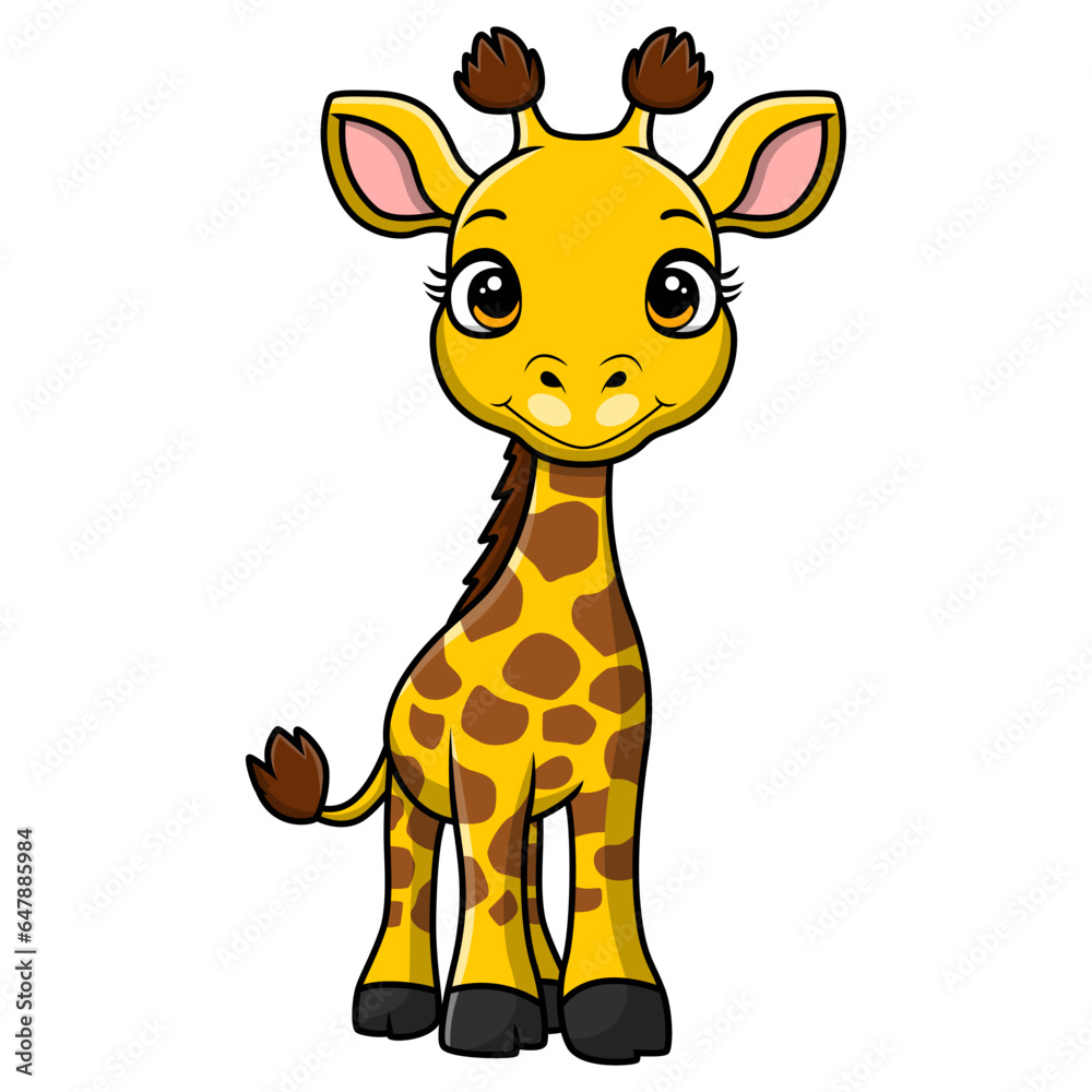 Cute little giraffe cartoon on white background Cute little giraffe cartoon on white background